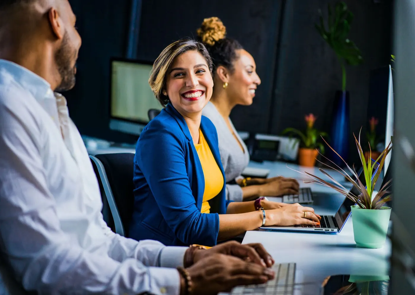 Colleagues working together in an office